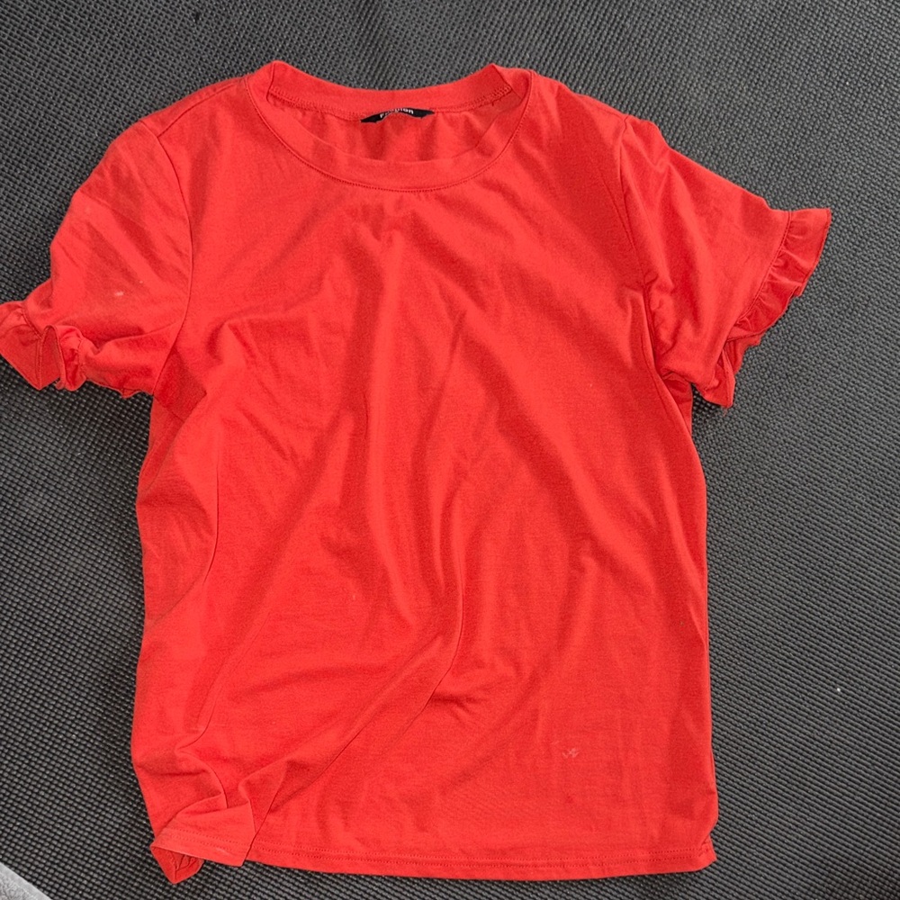 Fashion Nova Vibrant Red Short Sleeve Top